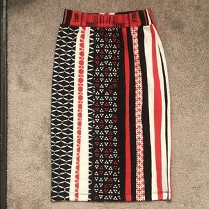 Printed Knit Pencil Skirt